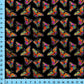 Rainbow Butterflies on Black Fabric By the Yard. Monarch Butterfly Pattern, Cottagecore Design for Crafts, Upholstery, Clothing