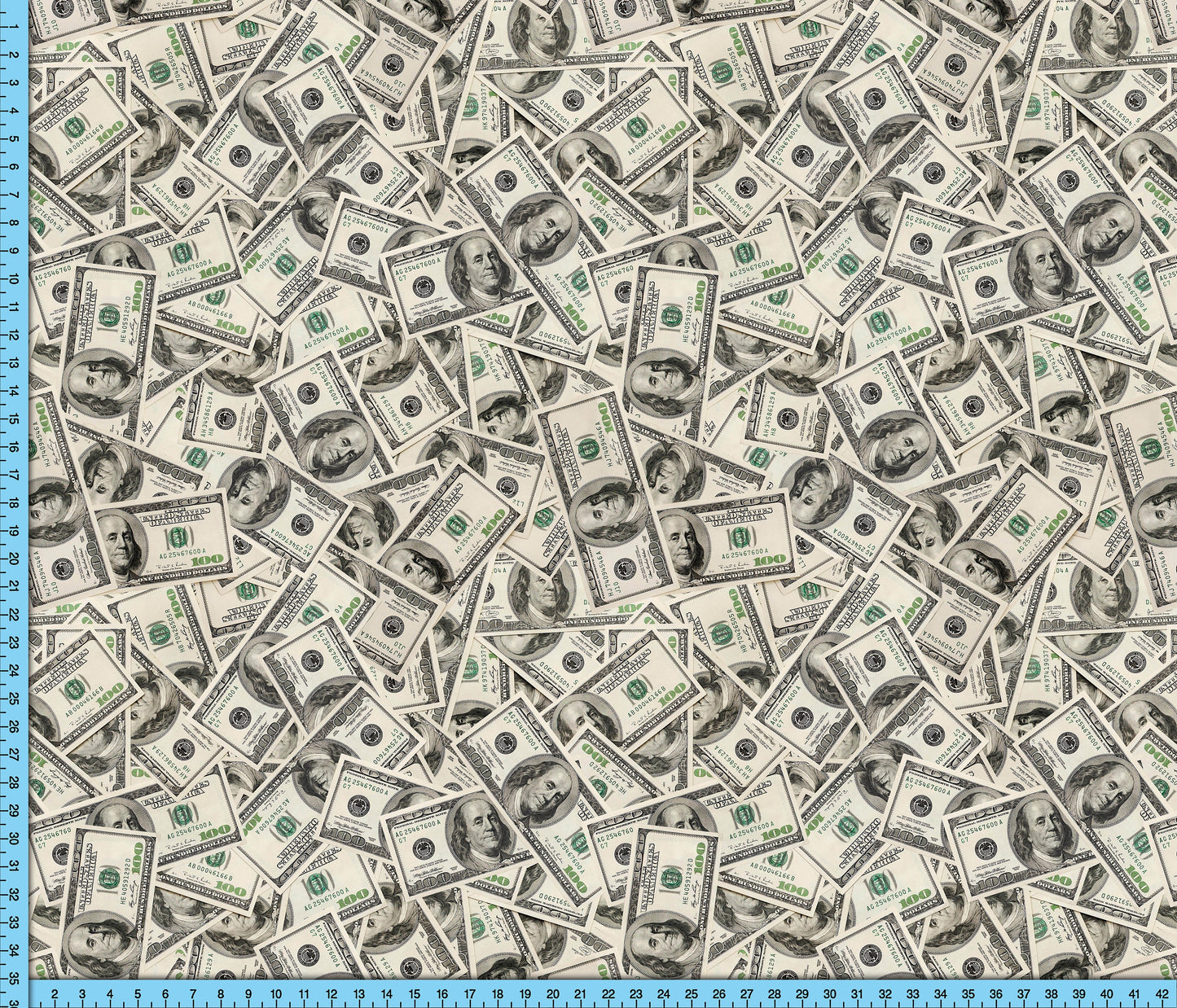 Hundred Dollar Fabric By the Yard, Money Pattern Photo Design for Crafts, Upholstery, Clothing