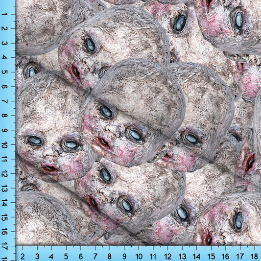 Goth Fabric Spooky Doll Head Pattern by the Yard