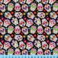 Sugar Skulls Fabric the Yard. Broadcloth, Poplin, Gabardine, Liverpool for Clothing and Craft Projects.