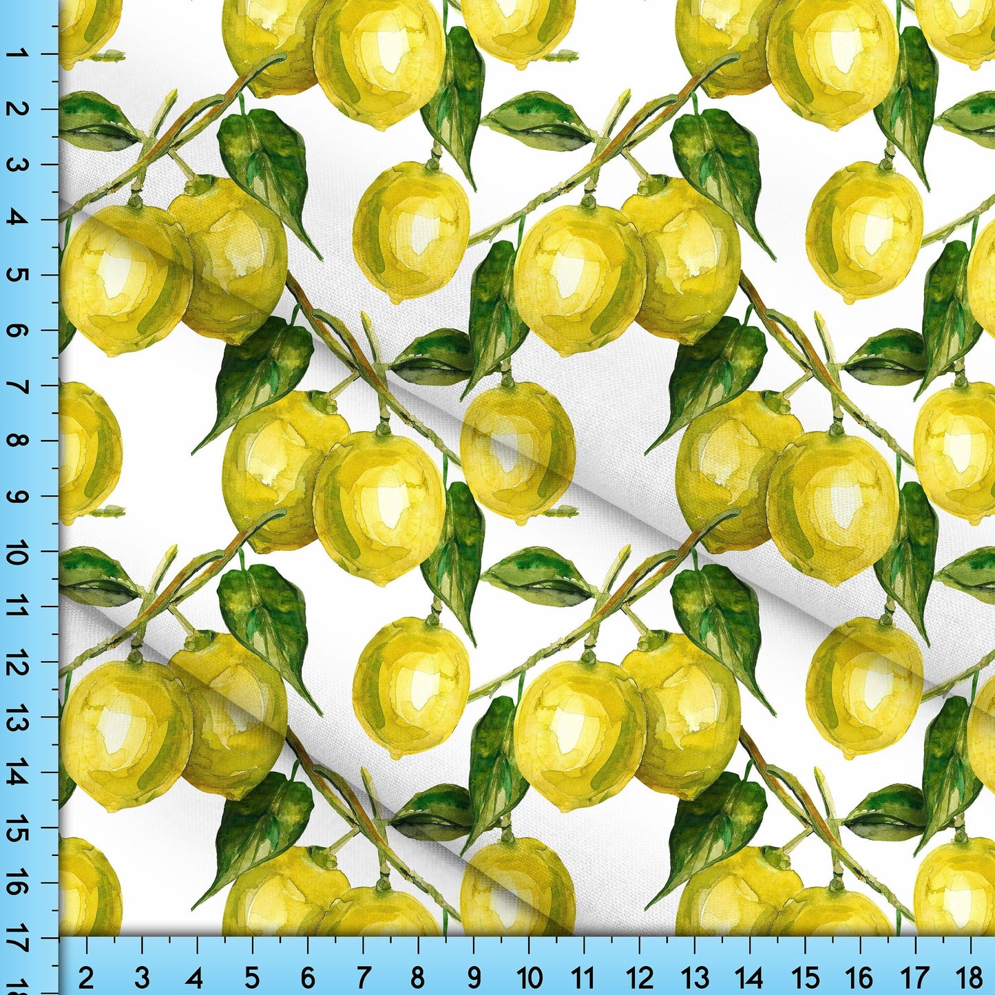 Lemon Fabric Printed By the Yard. Your Choice of 10 Fabrics featuring Yellow Lemons on a Tree design