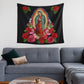 Our Lady of Guadalupe Fabric panel, Virgin Mary Black fabric square for crafts, pillow covers, wall hanging, bandana or clothing