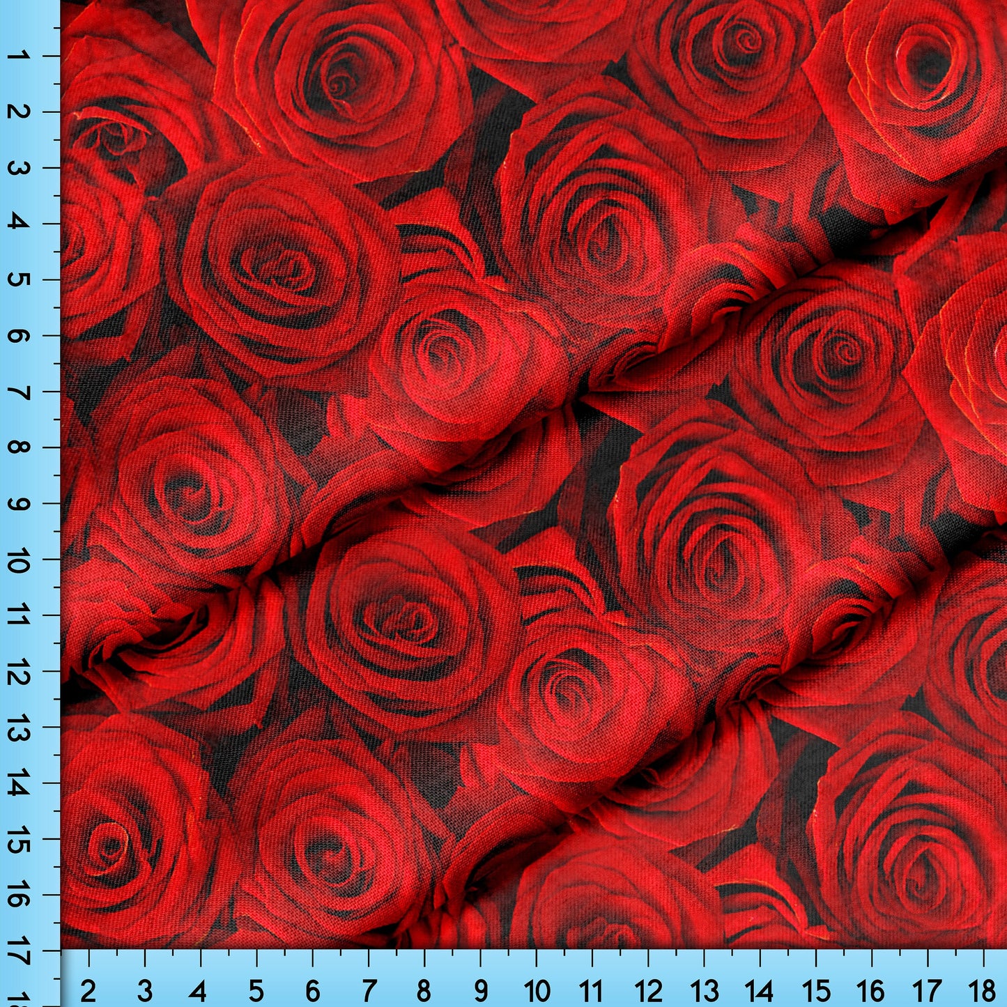 Red Roses Fabric By The Yard, Realistic Red Roses Fabric Printed on your choice of 10 fabrics