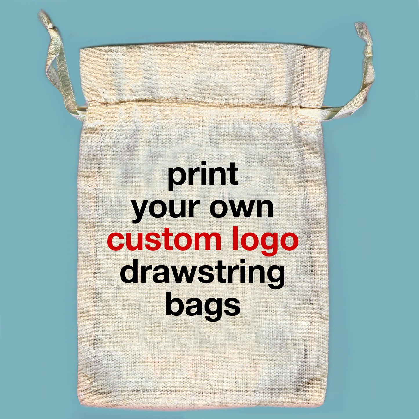 Logo Printed Cotton Jewelry Drawstring Bag