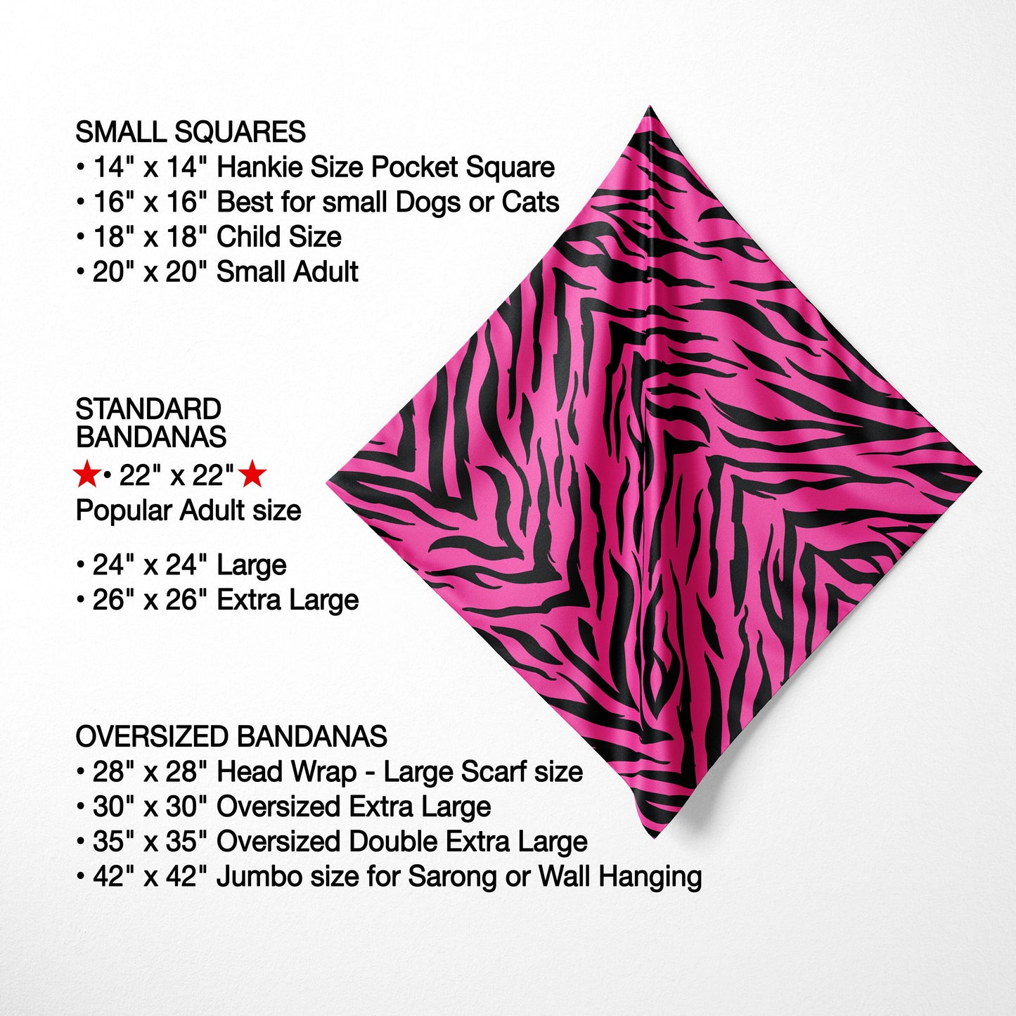 Pink Tiger Stripe Satin Bandana, Silky Hot Pink Turban Wrap Scarf for Head Wrap, Neckerchief, Hair Scarf, Neck Scarf or Hair Cover