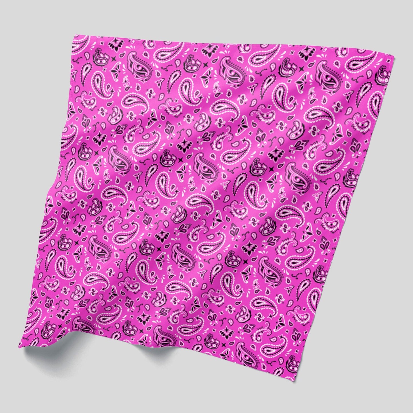 Hot Pink Paisley Bandana, Bright Fuschia Head Wrap, Scarf or Sarong