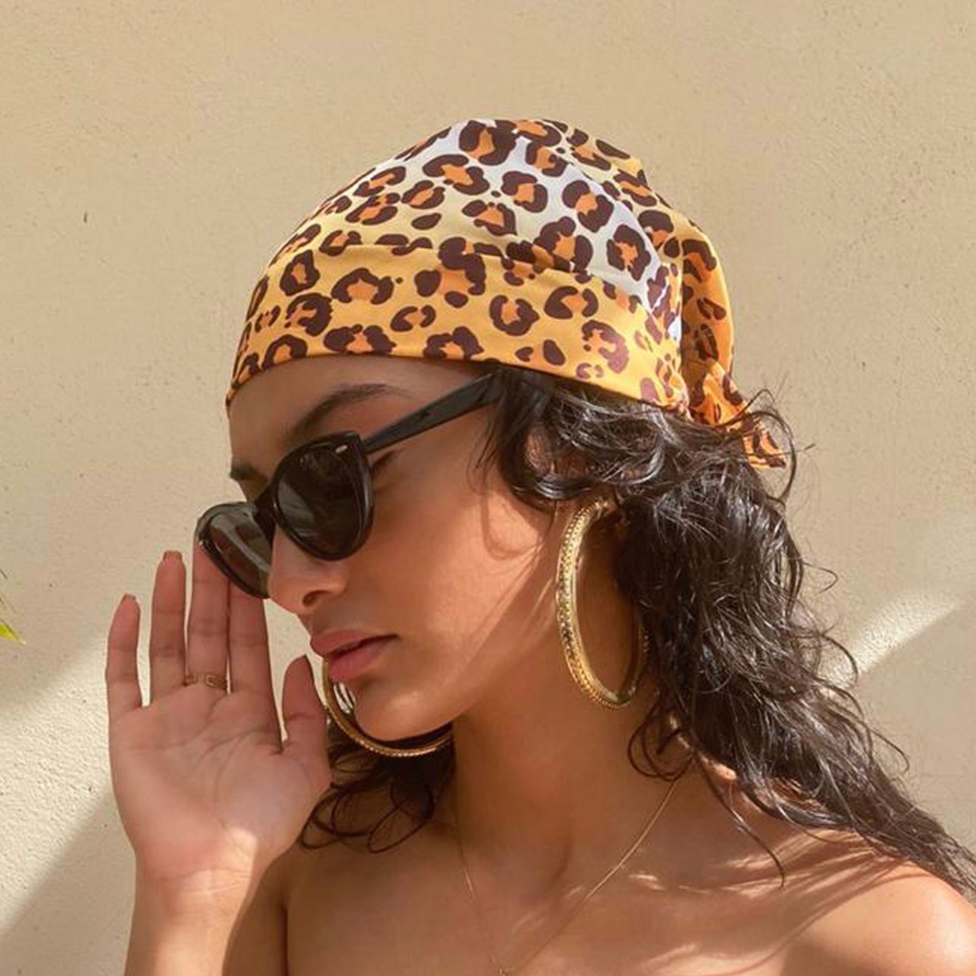 Leopard Print Bandana or Scarf, Jungle Animal Print Head Wrap, Turban or Sarong