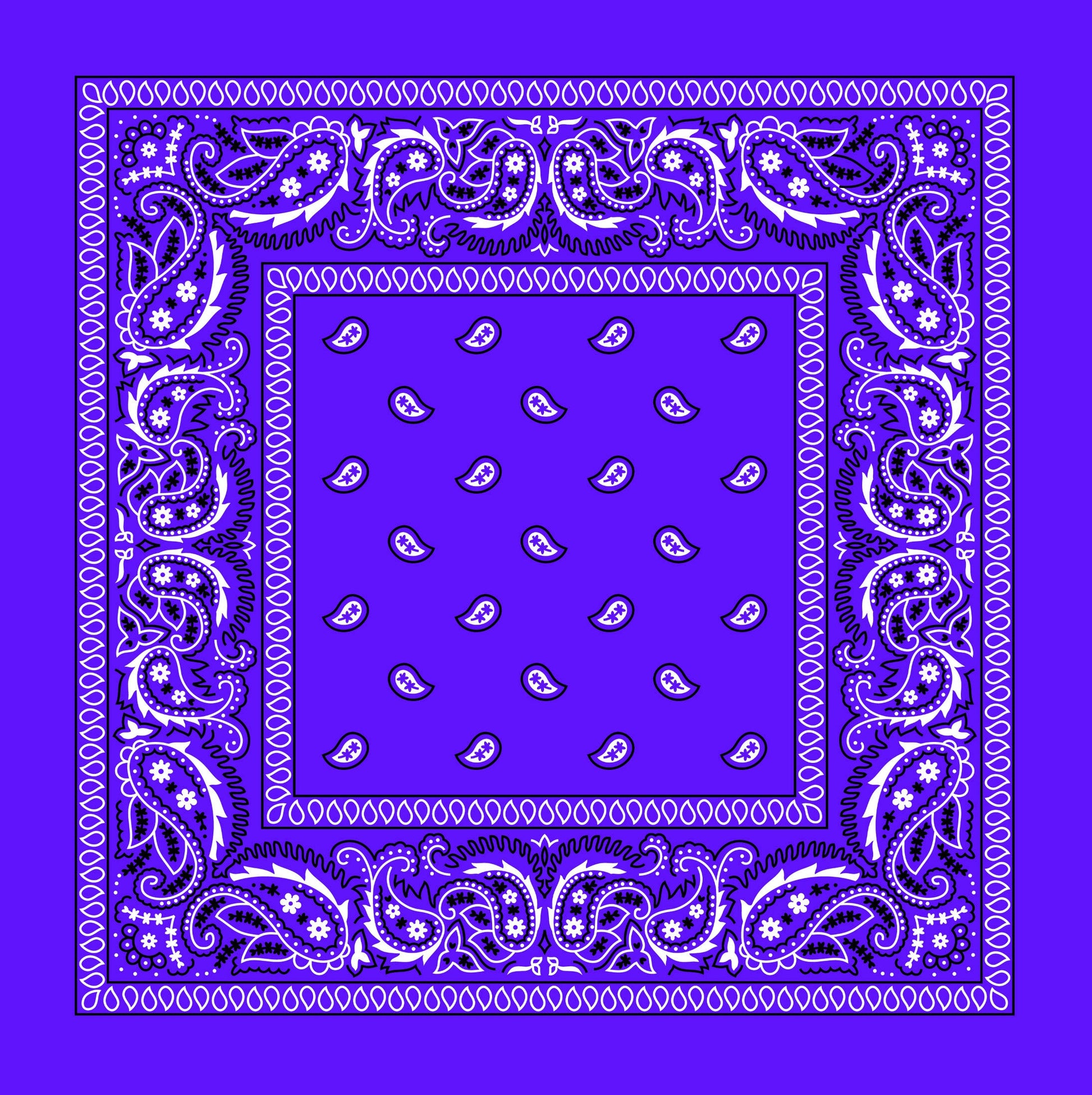 Purple Paisley Bandana, Satin or Poplin with Traditional Pattern for a Head Wrap or Neck Scarf