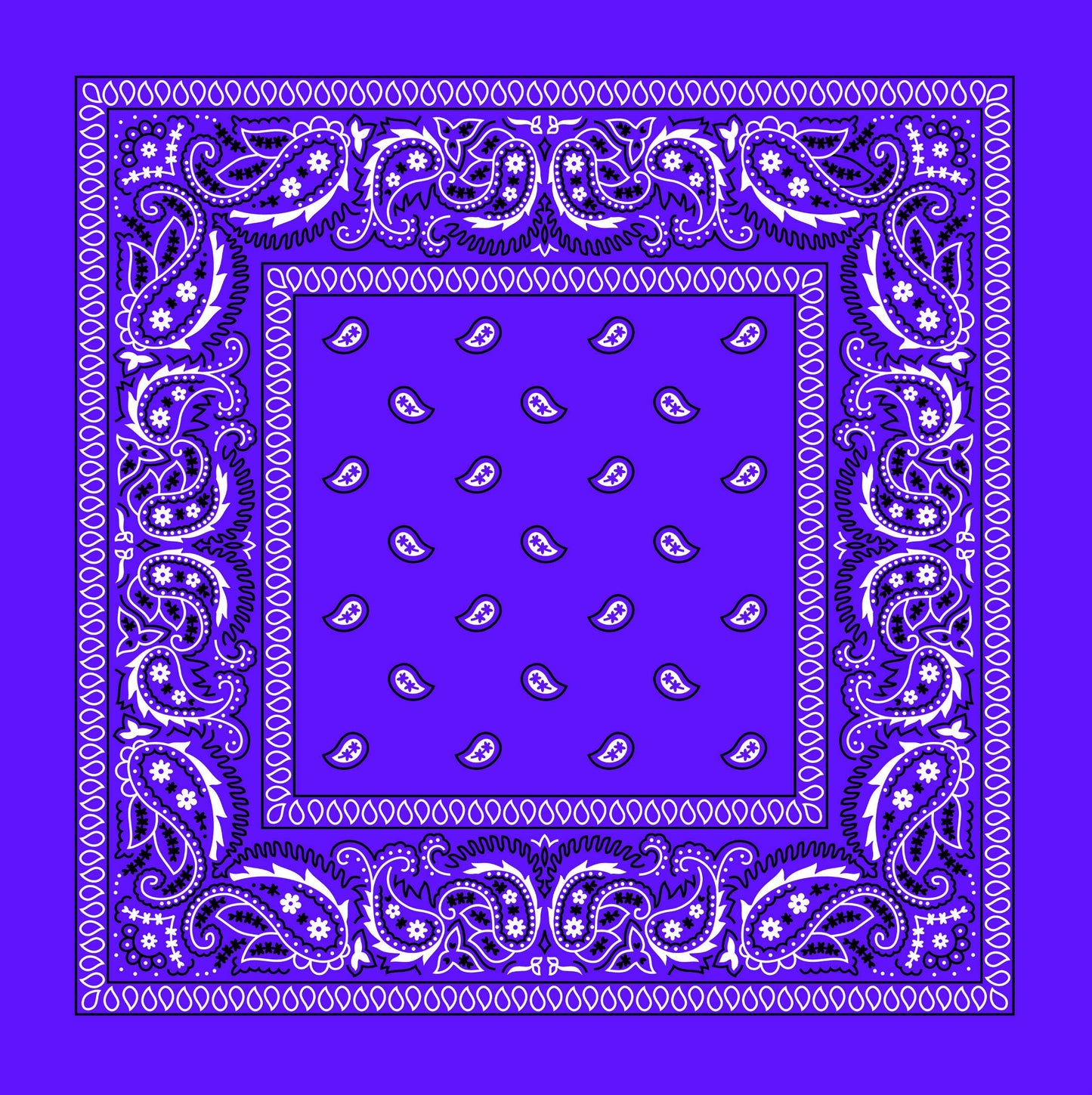 Purple Paisley Bandana, Satin or Poplin with Traditional Pattern for a Head Wrap or Neck Scarf
