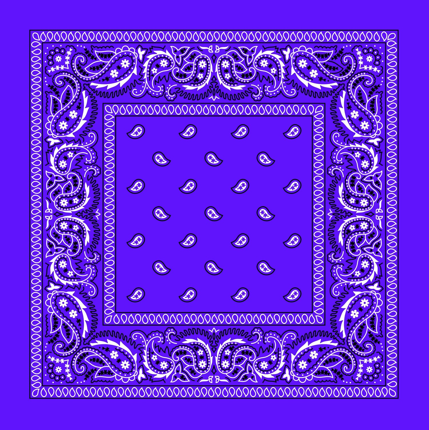 Purple Paisley Bandana, Satin or Poplin with Traditional Pattern for a Head Wrap or Neck Scarf