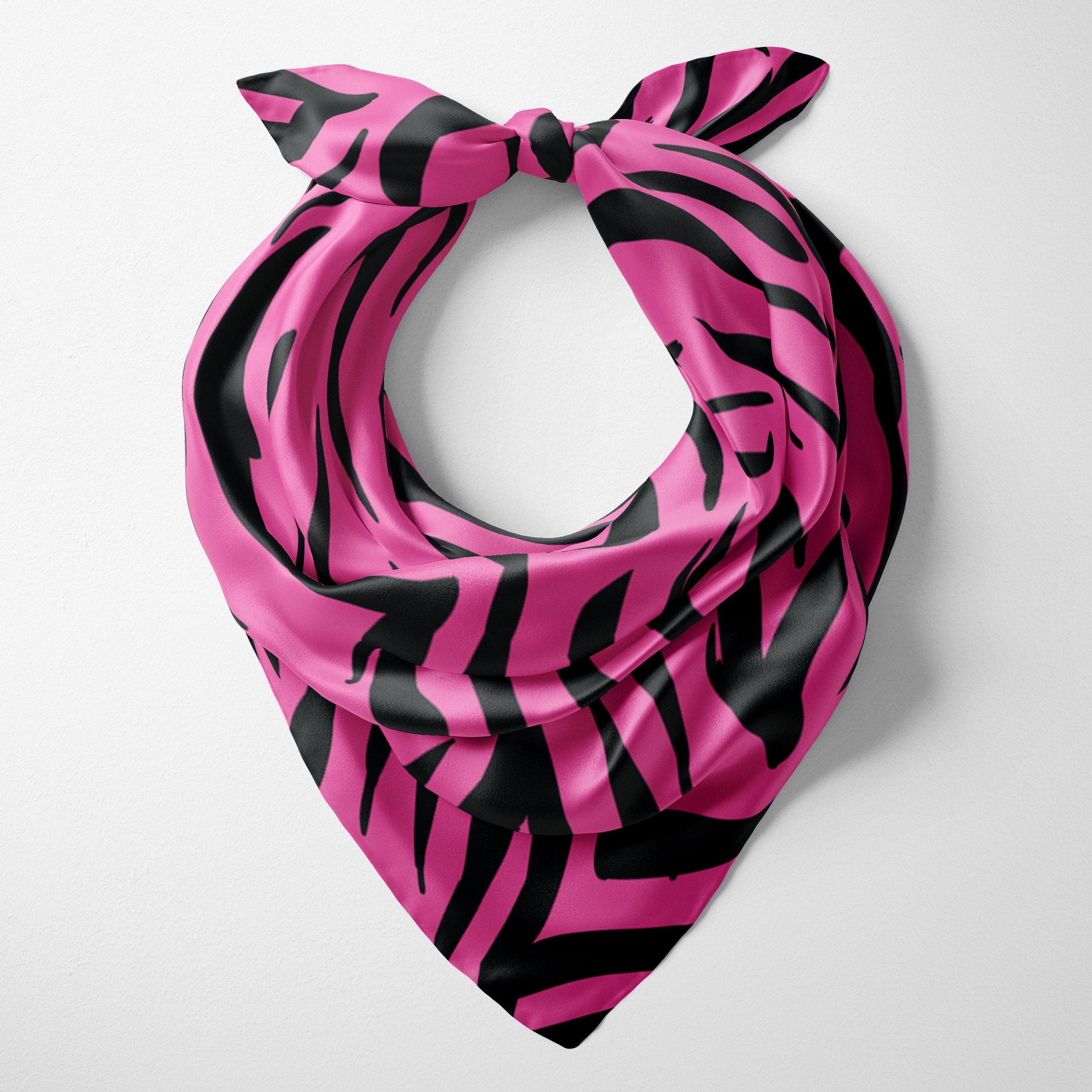Hot Pink Wild Tiger Square Head Scarf